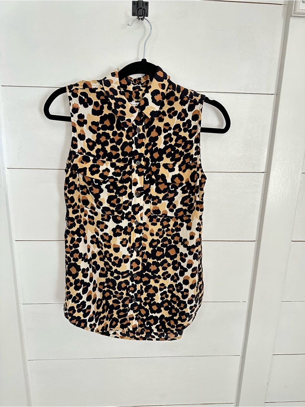 Equipment XS leopard print 100% silk sleeveless classic corpcore workwear tank - Picture 2 of 10